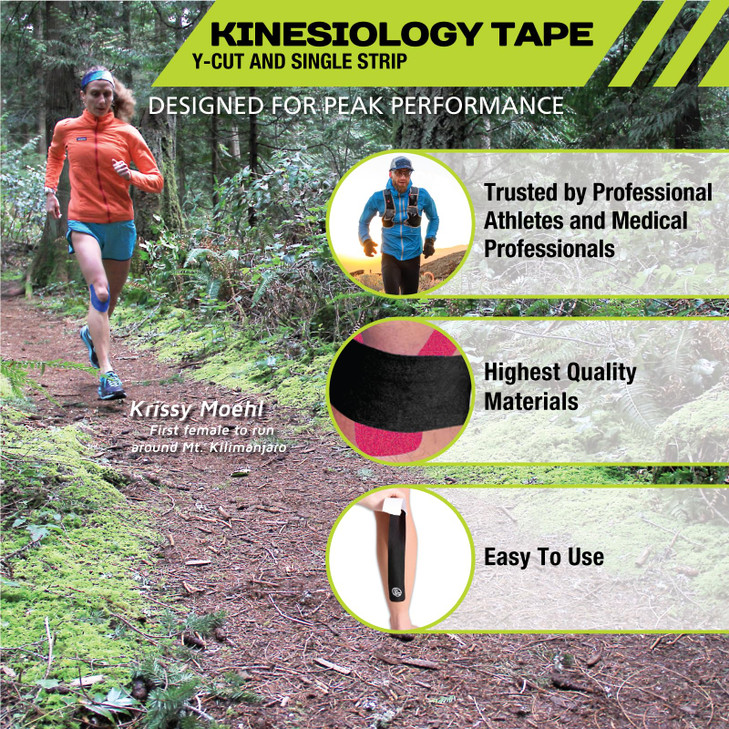 Pro-Tec Athletics Kinesiology Tape, Effective Relief for Muscle Tightness, Knee Discomfort, IT Band Syndrome, Shin Splints, Plantar Fasciitis, Tennis
