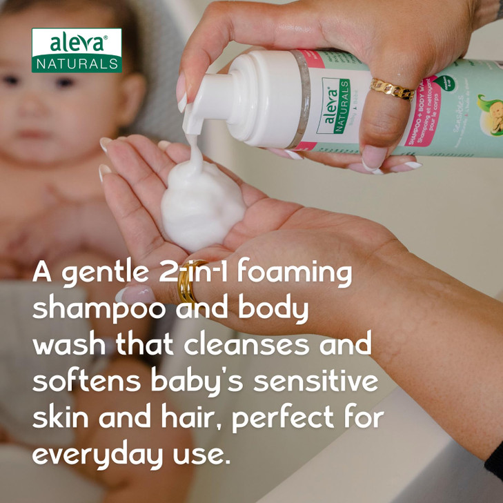 Aleva Naturals Hypoallergenic 2 in 1 Hair and Body Wash | Tea Tree Oil Formula | For Sensitive Skin | Perfect for Newborn Babies and Toddlers - 200ml