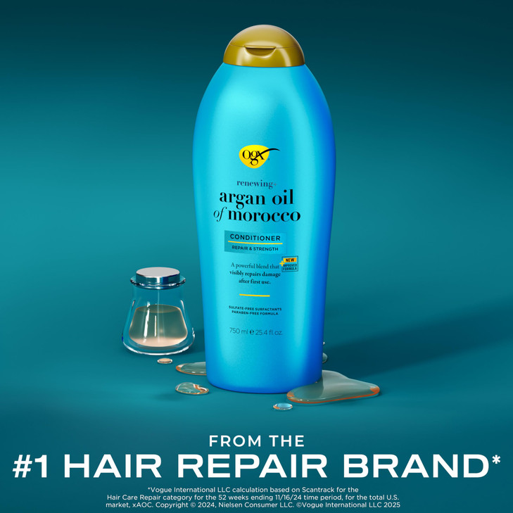 OGX Renewing + Argan Oil of Morocco Conditioner, Repair Conditioner & Argan Oil Helps Strengthen & Repair Dry, Damaged Hair, Paraben-Free, Sulfate-Fr