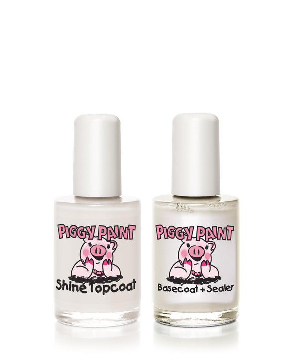 Piggy Paint | Girls Nail Polish | Cruelty-free, Vegan, & Low Odor for Kids | Make It Last (Basecoat + Shine Topcoat Set)