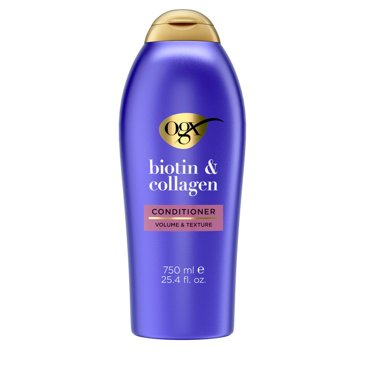 OGX Thick & Full + Biotin & Collagen Volumizing Conditioner, Nutrient-Infused Conditioner + Vitamin B7 Biotin Gives Hair Volume & Body for 72+ Hours,
