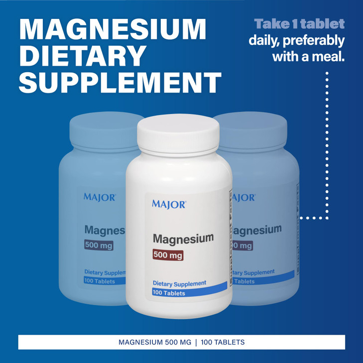 Major Magnesium 500mg - Magnesium Oxide Tablets - Dietary Supplement - 100 Count (2 Pack)