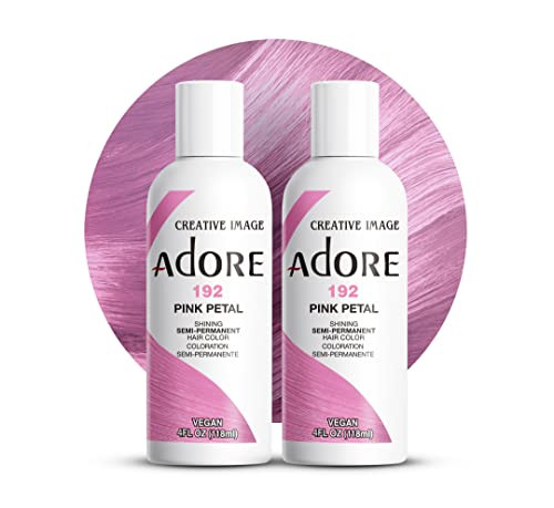 Adore Semi Permanent Hair Color (192 Pink Petal) (2 Pack) | Vegan & Cruelty-Free Pink Hair Dye | No Ammonia, No Peroxide, No Alcohol | 4 Fl Oz