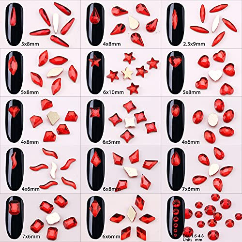 Nibiru Crystal AB Round & Multi-Shape Glass Nail Rhinestone Set(1728+60pcs), Flatback Gems Stones For Nails Decorations (1728+60 pcs Rhinestones with