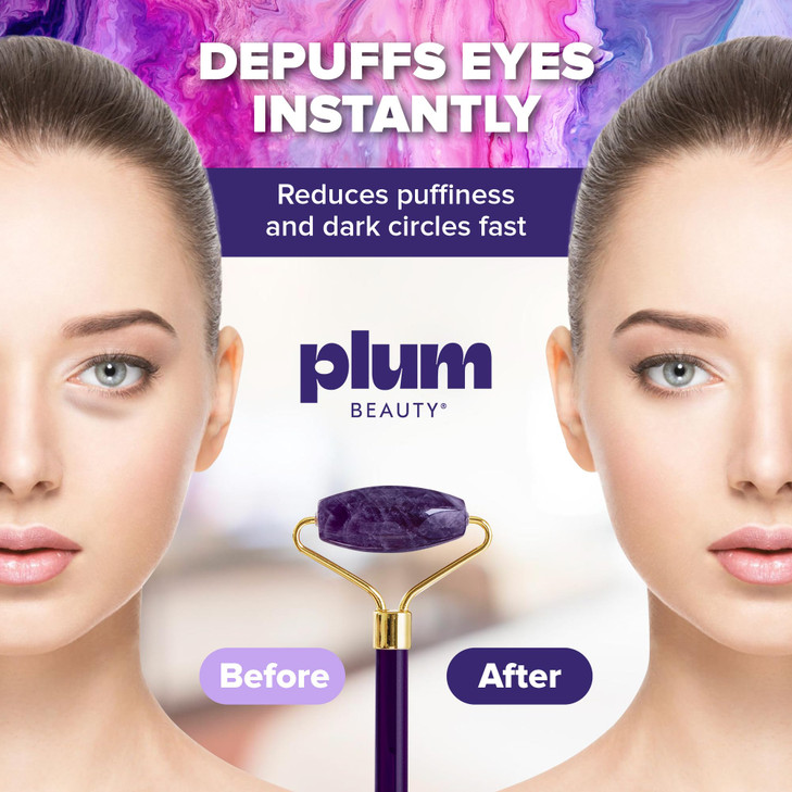 Amethyst Face Roller - Gua Sha Facial Tools, Jade Rollers for Face, Eye and Neck, Skin Care Kit for Men Women, Facial Massager for Wrinkles and Lifti