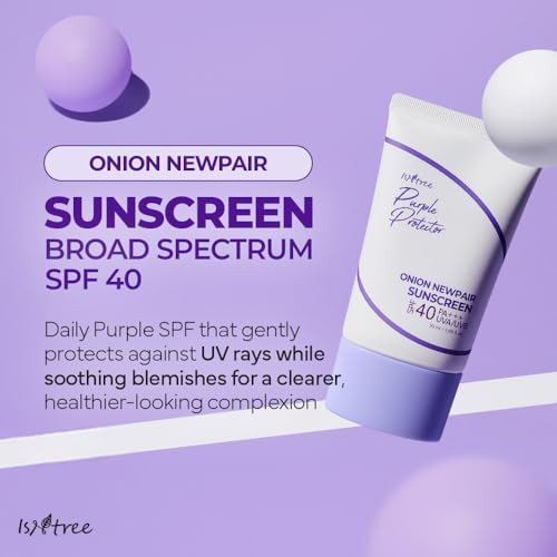 ISNTREE Onion Newpair Sunscreen 50ml, 1.69 fl.oz | SPF 40 | Korean Skincare | Hydrating Sun Protector | Evens Skin Tone | Purple Sunscreen | Broad Sp