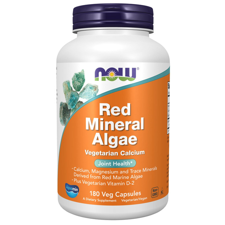 NOW Foods Supplements, Red Mineral Algae Plus Vitamin D-2, Joint Health*, 180 Veg Capsules