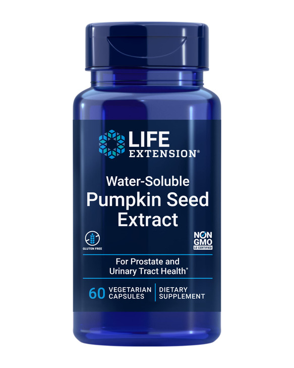 Life Extension Water-Soluble Pumpkin Seed Extract, Promotes Prostate & Urinary Tract Health, Bladder Health Support, Men, Women, Gluten-Free, Non-GMO