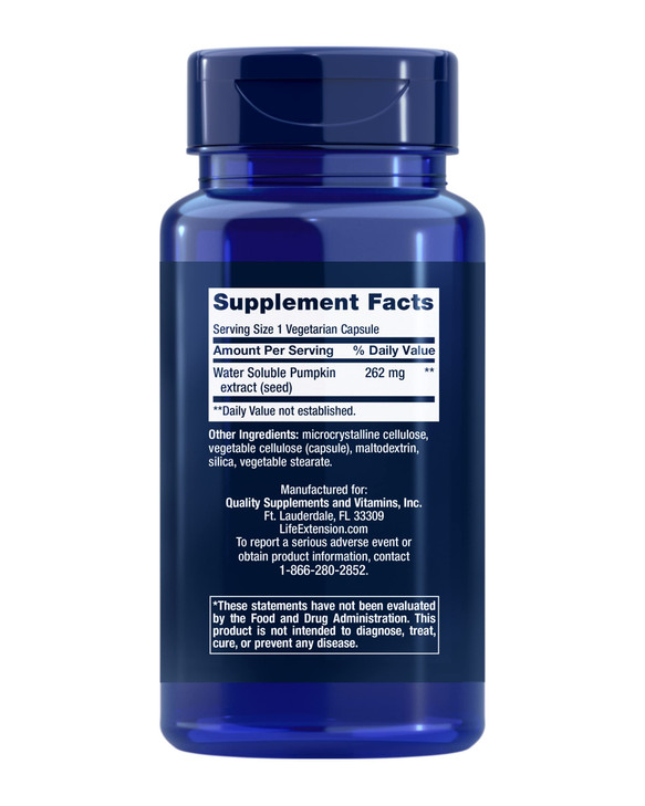 Life Extension Water-Soluble Pumpkin Seed Extract, Promotes Prostate & Urinary Tract Health, Bladder Health Support, Men, Women, Gluten-Free, Non-GMO