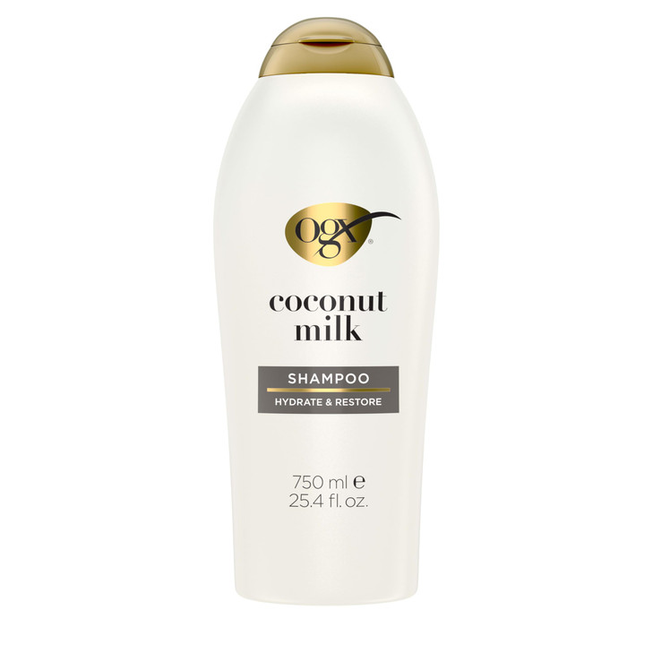 OGX Nourishing + Coconut Milk Shampoo, Hydrating & Restoring Shampoo Moisturizes for Soft Hair After the First Use, Paraben-Free, Sulfate-Free Surfac