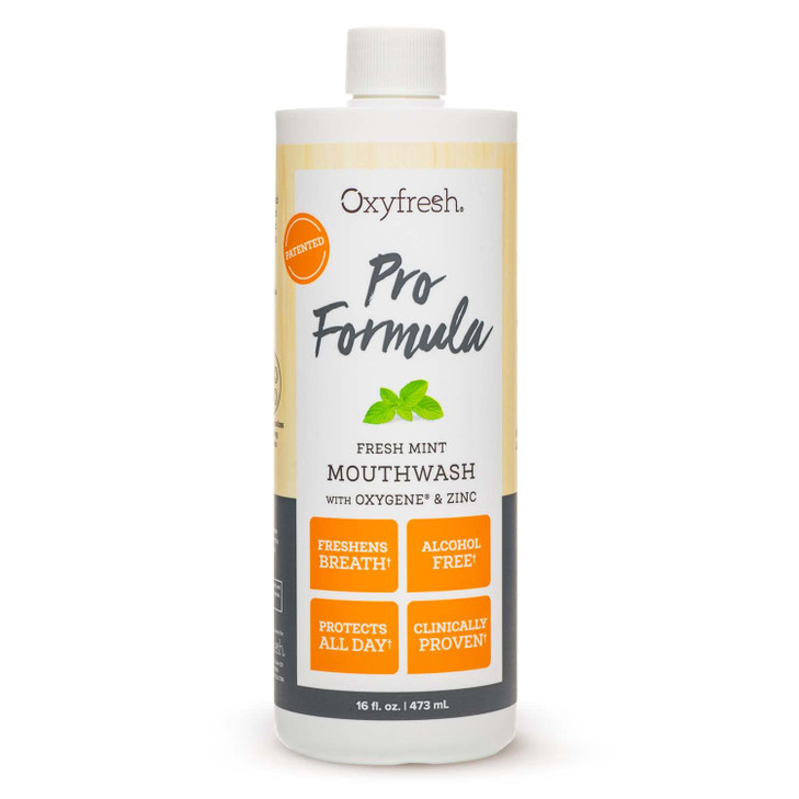 Oxyfresh Pro Formula Fresh Mint Mouthwash  Patented Zinc Mouthrinse for Fresh Breath, Healthy Gums & Bad Breath Treatment for Adults - Dye, Fluoride