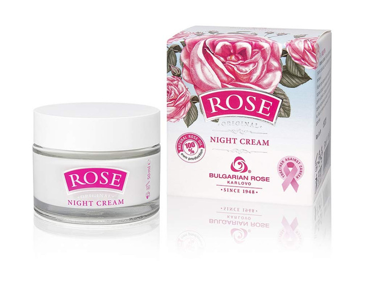 Bulgarian Rose Night Face Cream, Moisturizing and Rejuvenating Skin Care, Water Revitalizing Night Cream,Hydrating Rose Face Cream