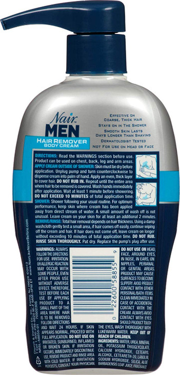 Nair Men's Hair Removal Cream, Body Hair Remover for Men, 13 Oz Bottle