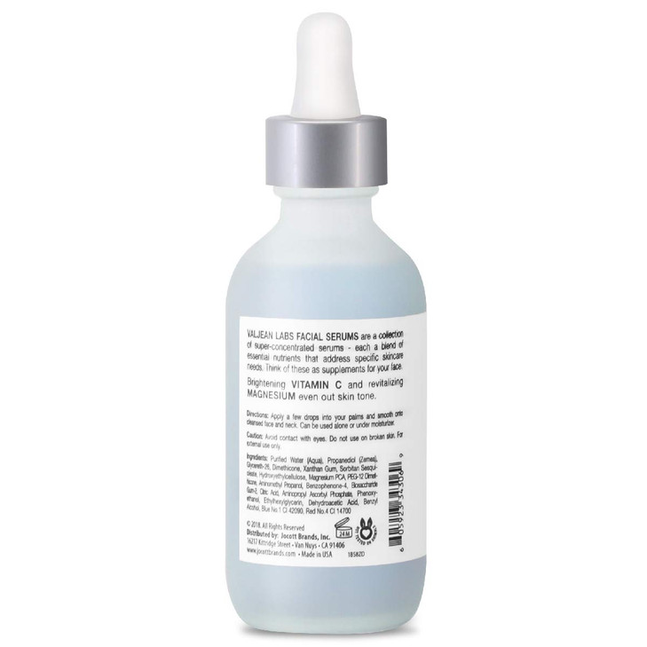 Valjean Labs Facial Serum, Glow | Vitamin C + Magnesium | Helps to Brighten and Clear Skin, Even Tone and Prevent Wrinkles | Paraben Free, Cruelty Fr
