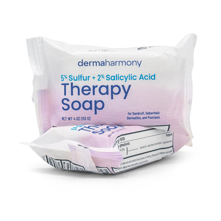 Dermaharmony 5% Sulfur 2% Salicylic Acid Bar Soap 4 oz  Crafted for those with Seborrehic Dermatitis, Dandruff, and Psoriasis (2 Pack)