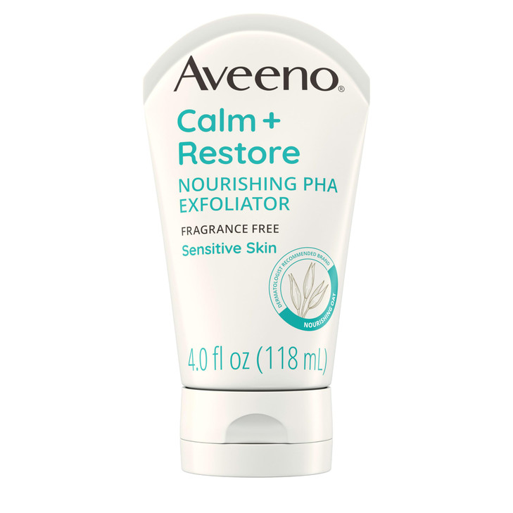 Aveeno Calm + Restore Nourishing PHA Facial Exfoliator Daily for Sensitive Skin, Fragrance-Free & Non-Abrasive Oat Formula to Gently Exfoliate & Clea