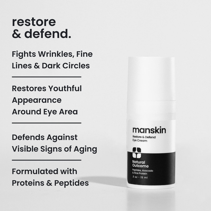 natural outcome Man Skin Eye Cream for Men - Restore & Defend Anti Aging Eye Cream with Peptides, Avocado Oil and Rice Proteins