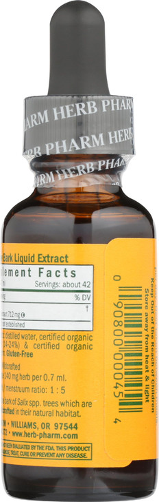 Herb Pharm Willow Bark Liquid Extract for Minor Pain - 1 Ounce (DWILL01)