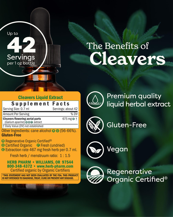 Herb Pharm Cleavers Liquid Extract - 1 Oz (DCLEAV01)