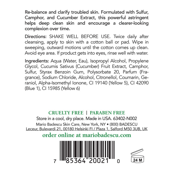 Mario Badescu Special Cleansing Lotion C for Combination or Oily Skin, Cooling & Clarifying Toner for Face That Cleanses Clogged Pores, Pack of 1, 8