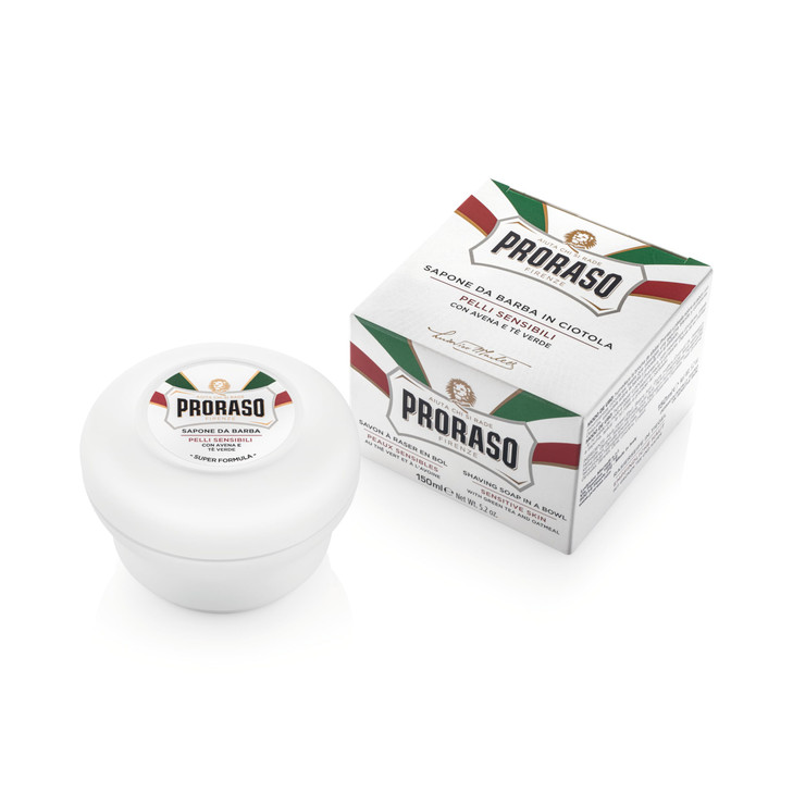 Proraso Shaving Soap - Oatmeal & Green Tea - Nourishing & Gentle Formula Shave Soap in a Bowl for Sensitive Skin - Premium Italian Shaving for Men -