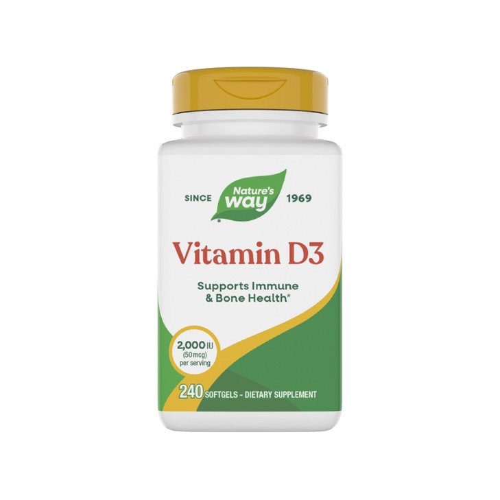 Nature's Way Vitamin D3 Extra Strength(1), Supports Bone Health and Immune Function*, 2000 IU (50 mcg per Serving), 240 Softgels (Packaging May Vary)