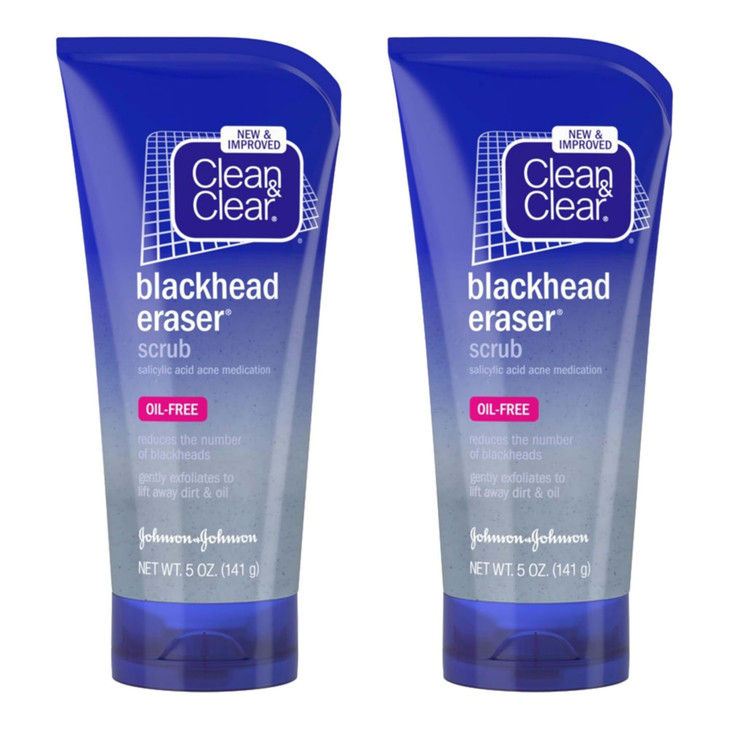 Clean & Clear Blackhead Eraser Facial Scrub with 2% Salicylic Acid, Acne-Prone Face Wash for Daily Exfoliation, Oil-Free Face Scrub to Remove Blackhe
