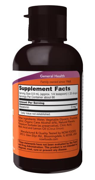 Now Foods Liquid Melatonin, 2 Fl Oz, Pack of 2 (Packaging May Vary)