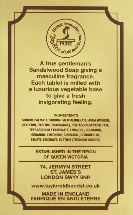 Sandalwood Bath Soap 200g soap bar by Taylor of Old Bond Street