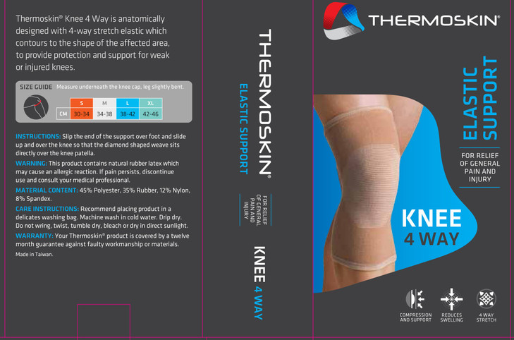 Thermoskin 4-Way Elastic Knee Support, Beige, Medium