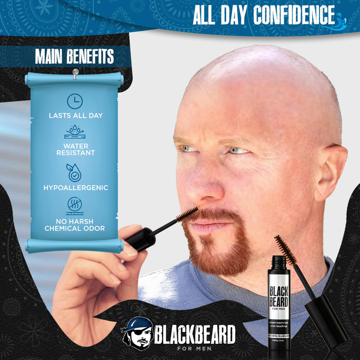 Blackbeard for Men Beard Color  1-Day Beard, Mustache, Eyebrow, Sideburns Color  Temporary Facial Hair Tint - Hypoallergenic Beard Dye Alternative