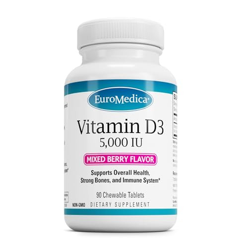 EuroMedica Vitamin D3 - Bone Health & Bone Strength Support Supplement - Dietary Supplement for Immune System & Brain Support - 5,000 IU Vitamin D Ta