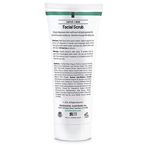 40 Carrots Carrot Aloe Facial Cleansing Facial Scrub - Helps Improve Skin Tone & Texture | Get Softer Radiant Looking Skin | Made in USA, Paraben & C