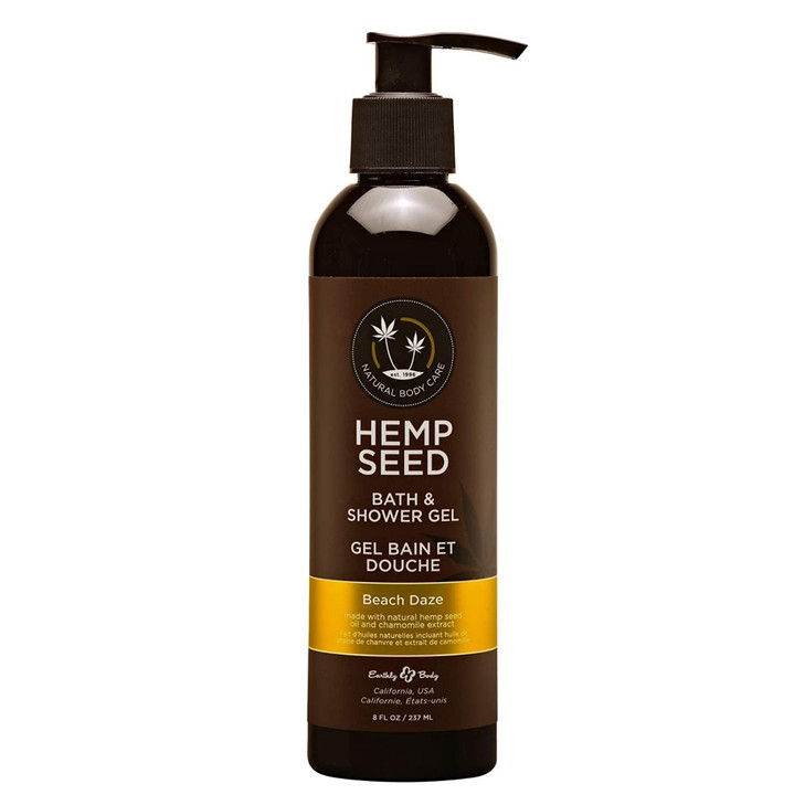 Earthly Body Hemp Seed Bath & Shower Gel, Guavalava Scent - 8 oz - Moisturizing Formula with Hemp Seed Oil, Chamomile & Hydrolyzed Wheat Protein - Ve