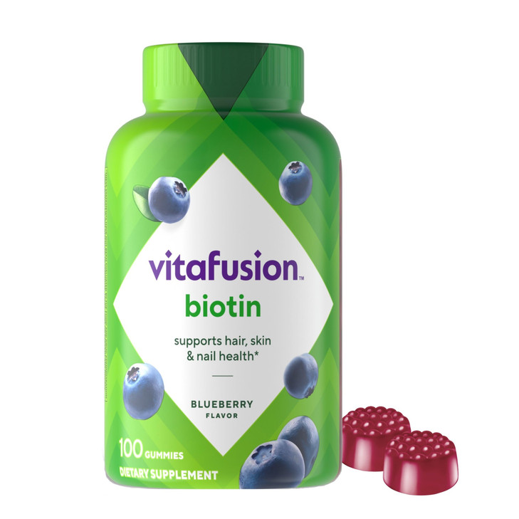 vitafusion Extra Strength Biotin Gummy Vitamins, Berry Flavored, 5,000 mcg Biotin Vitamins, Americas Number 1 Gummy Vitamin Brand, 50 Day Supply, 10