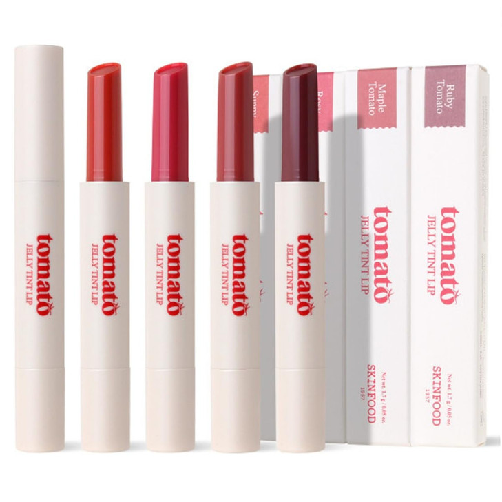 SKINFOOD Tomato Jelly Tint Lip (#03 Orange Tomato) - Moisturizing Tinted Lip Balm with Tomato Extracts, Healthy Looking Long Lasting Natural Lip Make