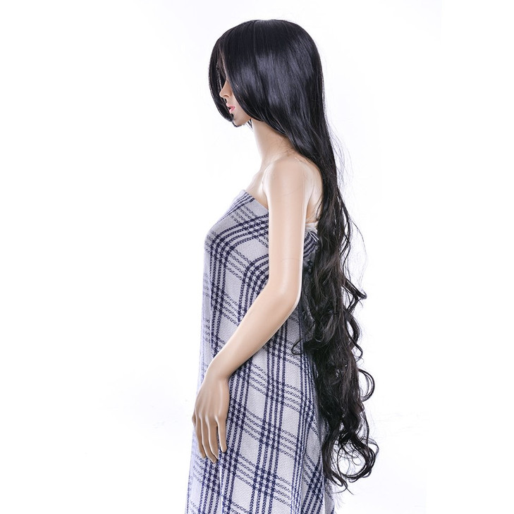 AGPTEK 40 Inches Heat Resistant Long Curly Wave Wig with Full Head Clip - Black