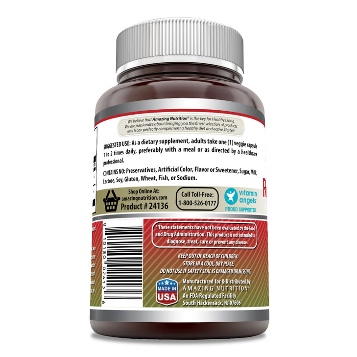 Amazing Formulas Red Yeast Rice 600 Mg Plus Co Q-10 50 Mg 120 Vegetarian Capsules