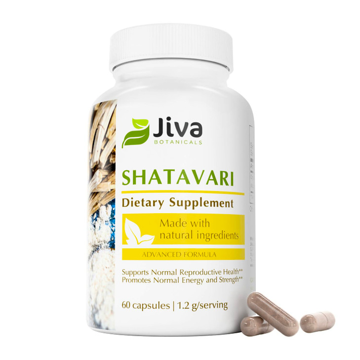 Jiva Botanicals Shatavari Capsules for Women  1,200mg Organic Shatavari Powder for Hormonal Balance, Womens Reproductive Health & Menopause Support