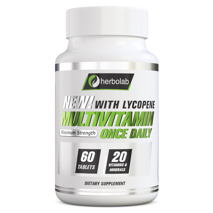 herbolab Multivitamin Once Daily, Max Strength Vitamins A, C, D, E, K, B1, B2, B6, B12, Niacin, Calcium, Magnesium, Zinc, Selenium, Copper, Manganese
