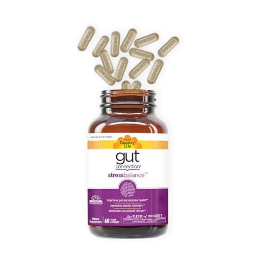 Country Life Gut Connection Stress Balance 60 Vegan Capsules, Certified Gluten Free, Certified Vegan, Non-GMO Verified