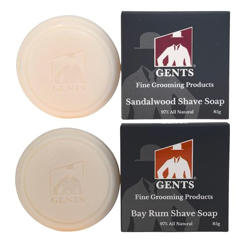 G.B.S Men's Shaving Soap 97% All Natural Enriched With Shea Butter and Glycerin, Creates Rich Lather Form, 3 Oz Each Pack of 2 (1 Sandalwood Round Sh