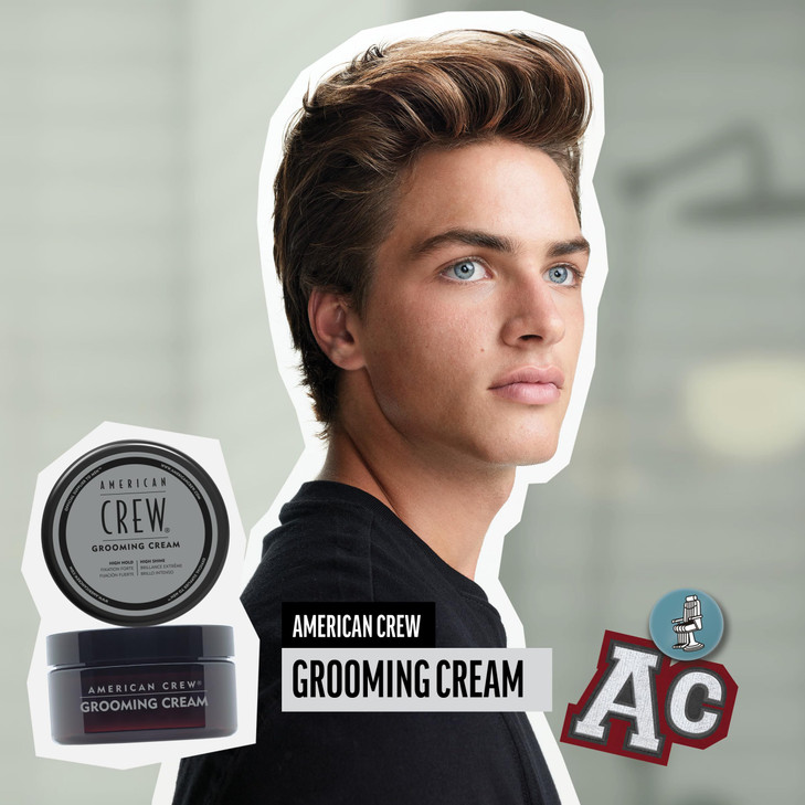 American Crew Men's Grooming Cream, Like Hair Gel with High Hold & High Shine, 3 oz