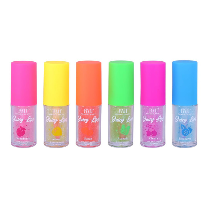 Glam Lux Juicy Lips Shimmer Magic Plumper, 6pc Assorted Colors, Lip Plumping Shimmer Gloss, Long Lasting Moisturizing, Luscious Shimmering Lips Insta