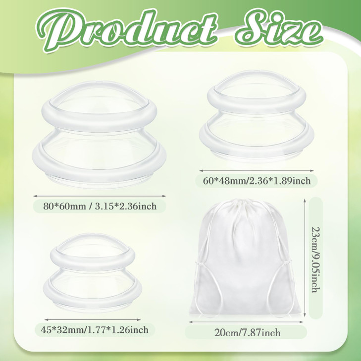 TrelaCo 6 Pcs Cupping Kit for Massage Therapy 3 Sizes Silicone Cupping Set Chinese Massage Therapy for Studio Household Cellulite Joint Pain Muscle P