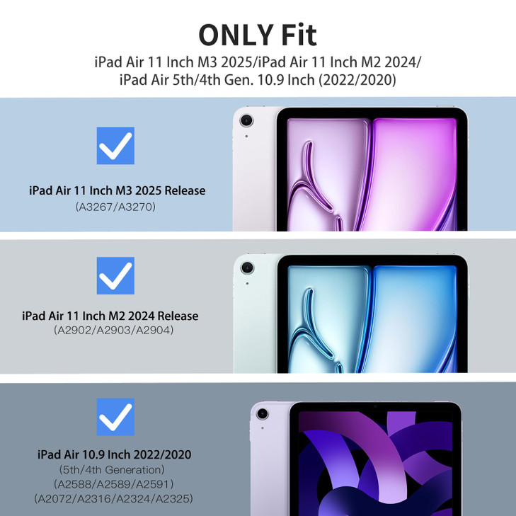 TiMOVO for iPad Air 11 inch M3/M2 (2025/2024), iPad Air 5th/4th Generation Case 10.9 Inch(2022/2020) with Pencil Holder, [Support Apple Pencil Pro/2n