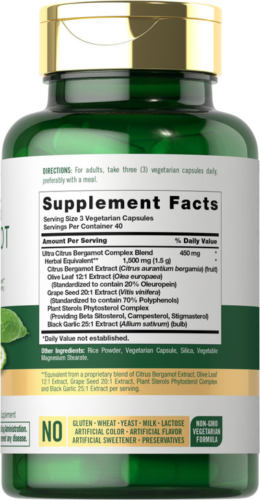 Carlyle Citrus Bergamot Supplement | Extract Complex | 120 Capsules | Non-GMO, Gluten Free