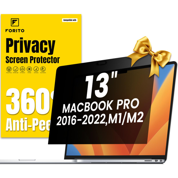 F FORITO 360° Privacy Screen Protector Compatible with MacBook Pro 13 inch (2016, 2017, 2018, 2019, 2020, 2021, 2022, M1, M2), Anti Peeping, Anti Gla