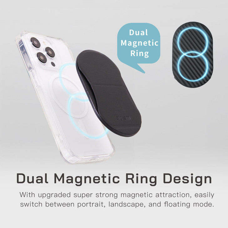 Ergomi Magnetic Phone Stand Grip  Dual Magnetic Ring, Patented Snap Design, Vegan Leather, MagSafe-Compatible for iPhone 16/15/14/13/12/16 Series P