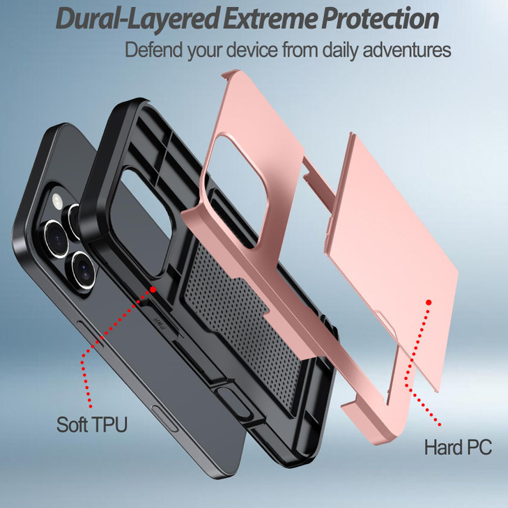 Benbenjaytek for iPhone 16 Pro Wallet Case with Card Holder + 2 Tempered Glass Screen Protector Protective Shockproof Hidden Card Slot Slim Case Wome